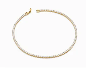 18k Gold Cz Tennis Necklace