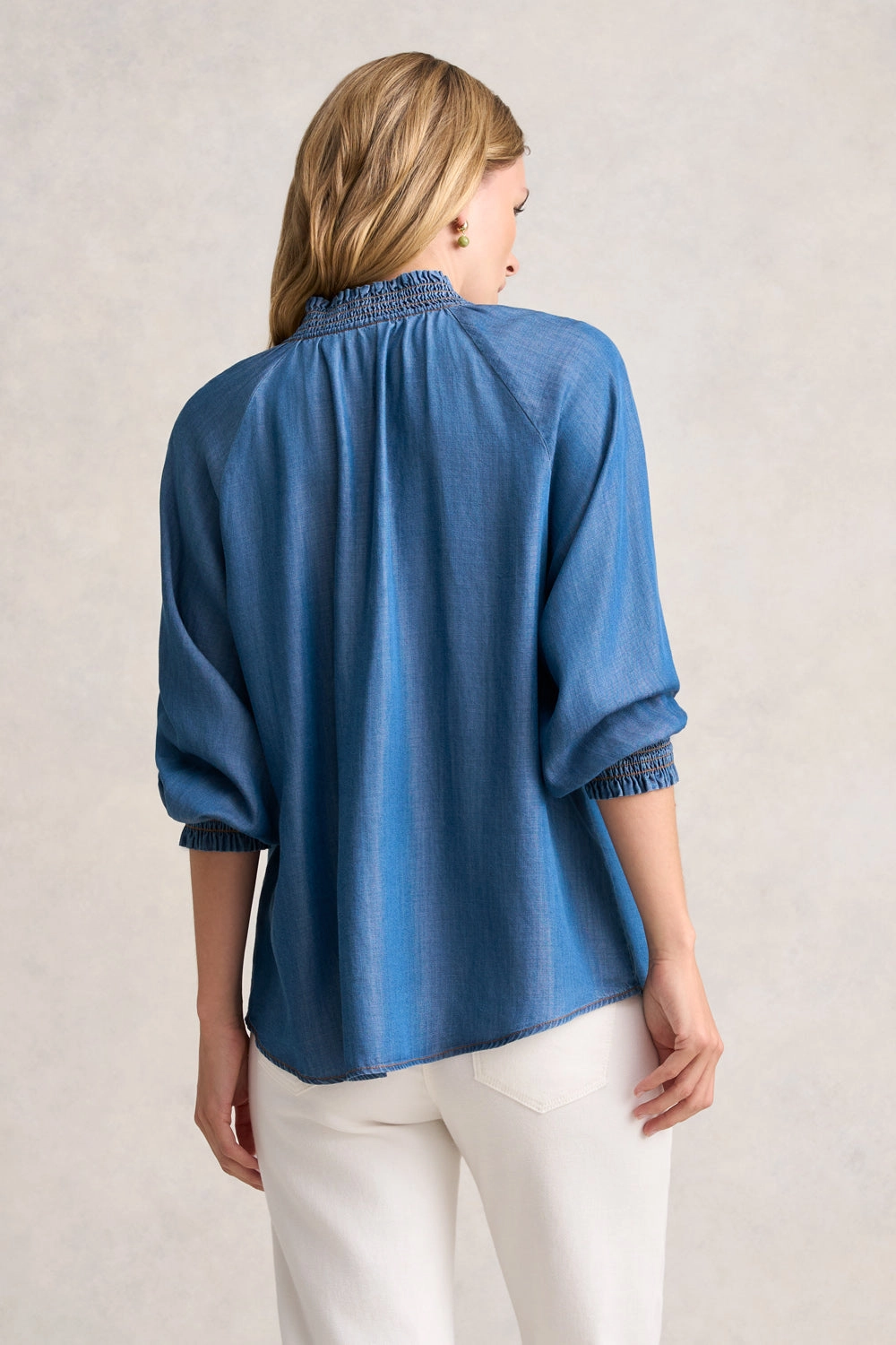 3/4 Sleeve Chambray Shirt - Denim Chambray
