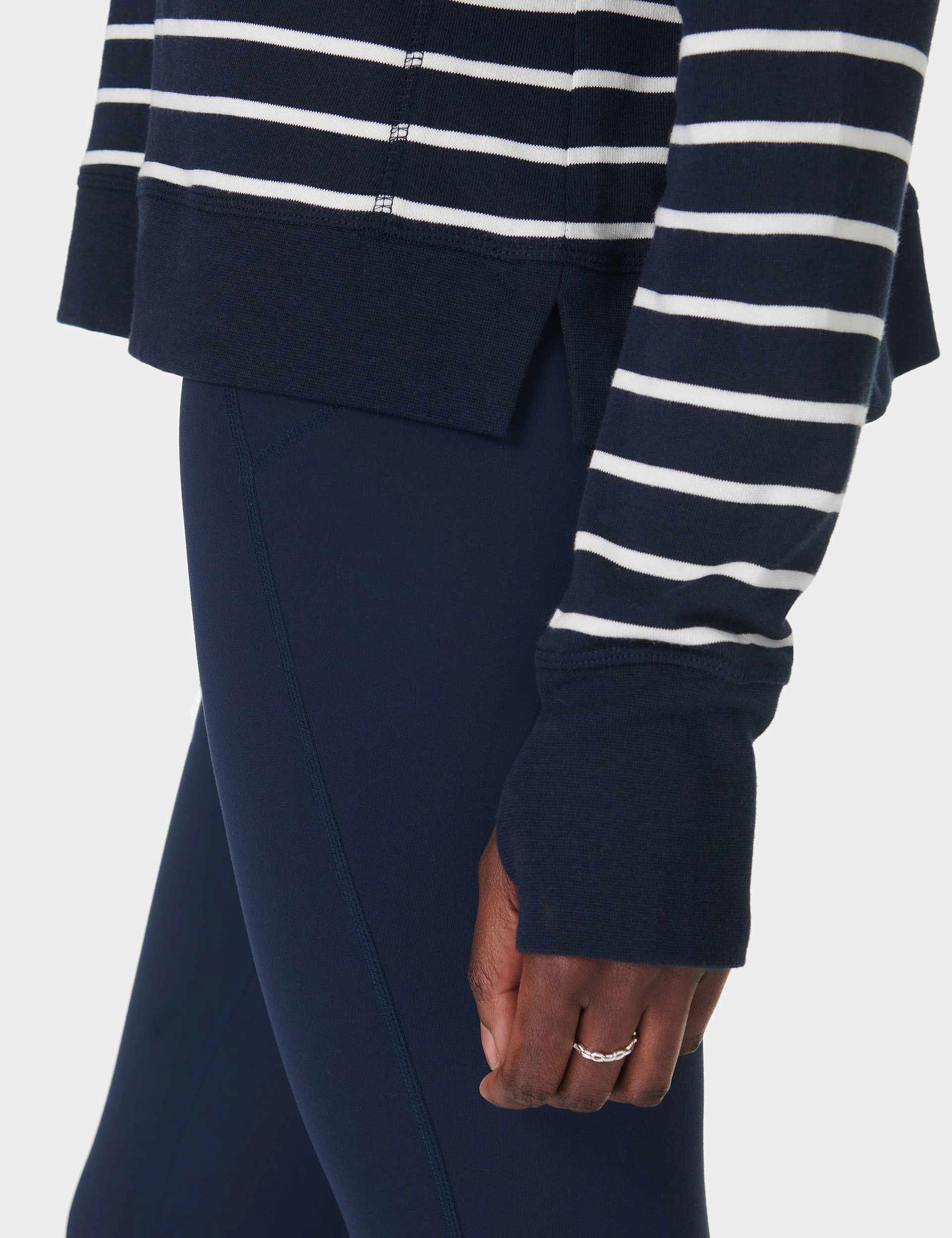 After Class Crop Sweatshirt - Navy White Stripe