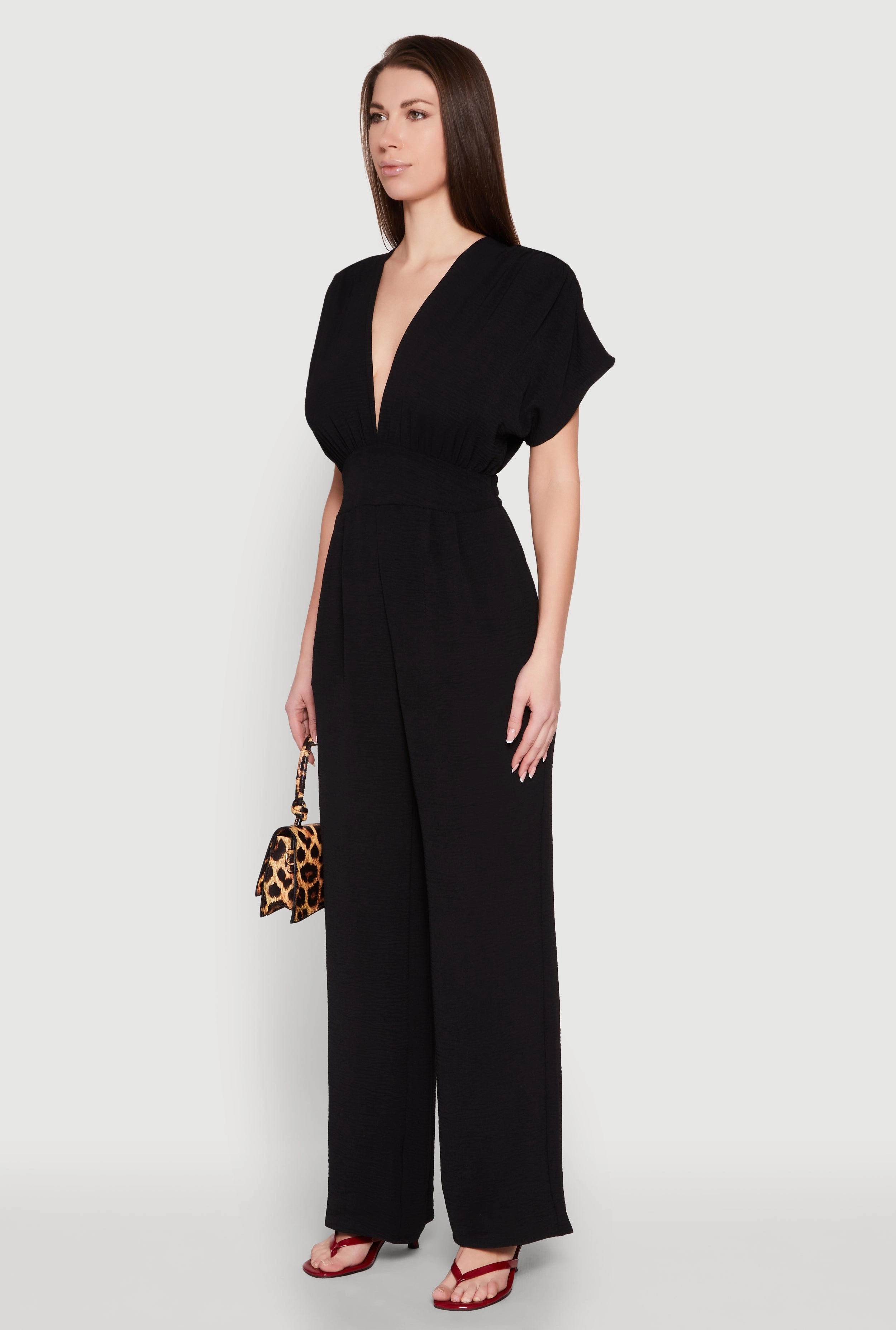 Airy Dolman Sleeve Plunge Jumpsuit