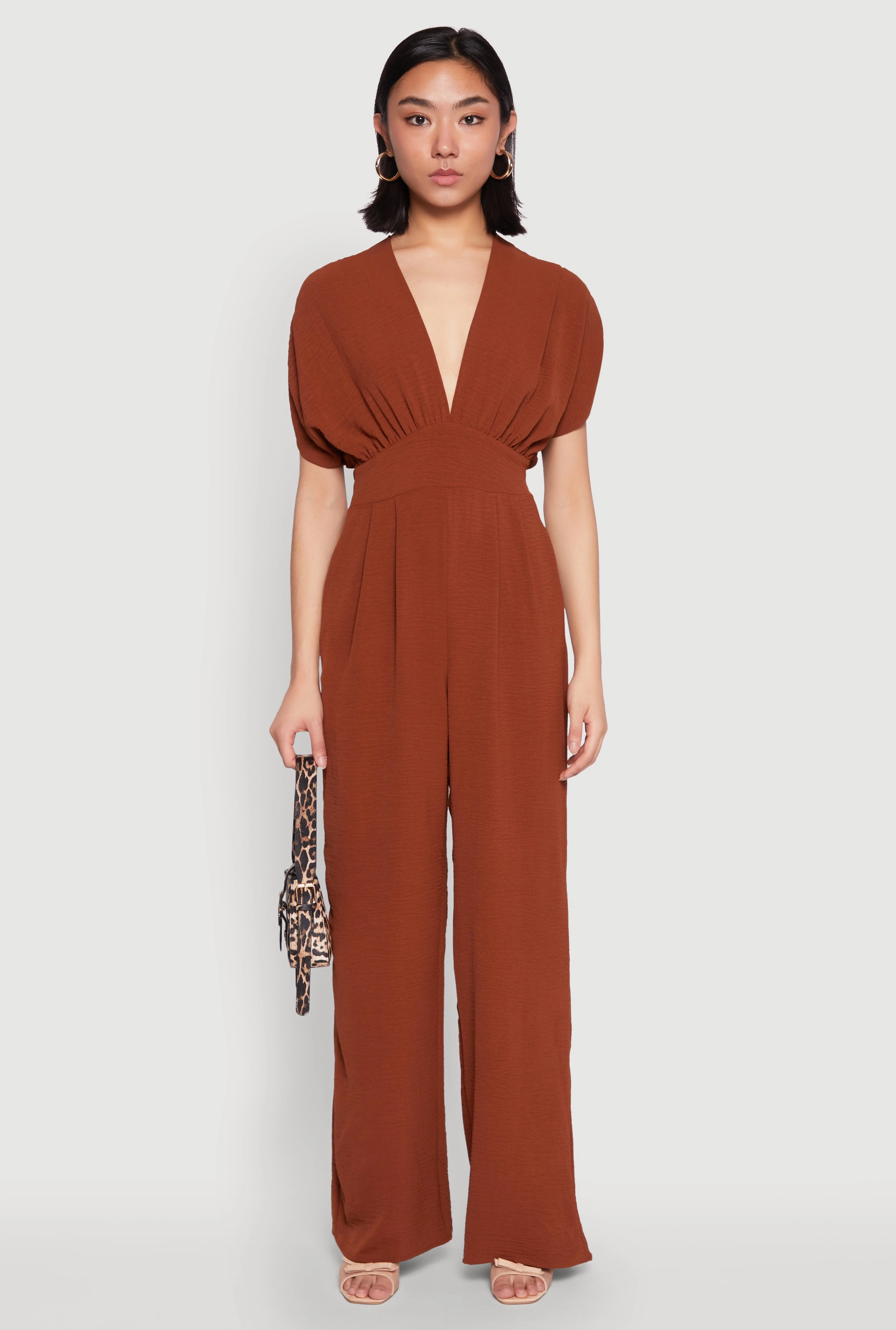 Airy Dolman Sleeve Plunge Jumpsuit