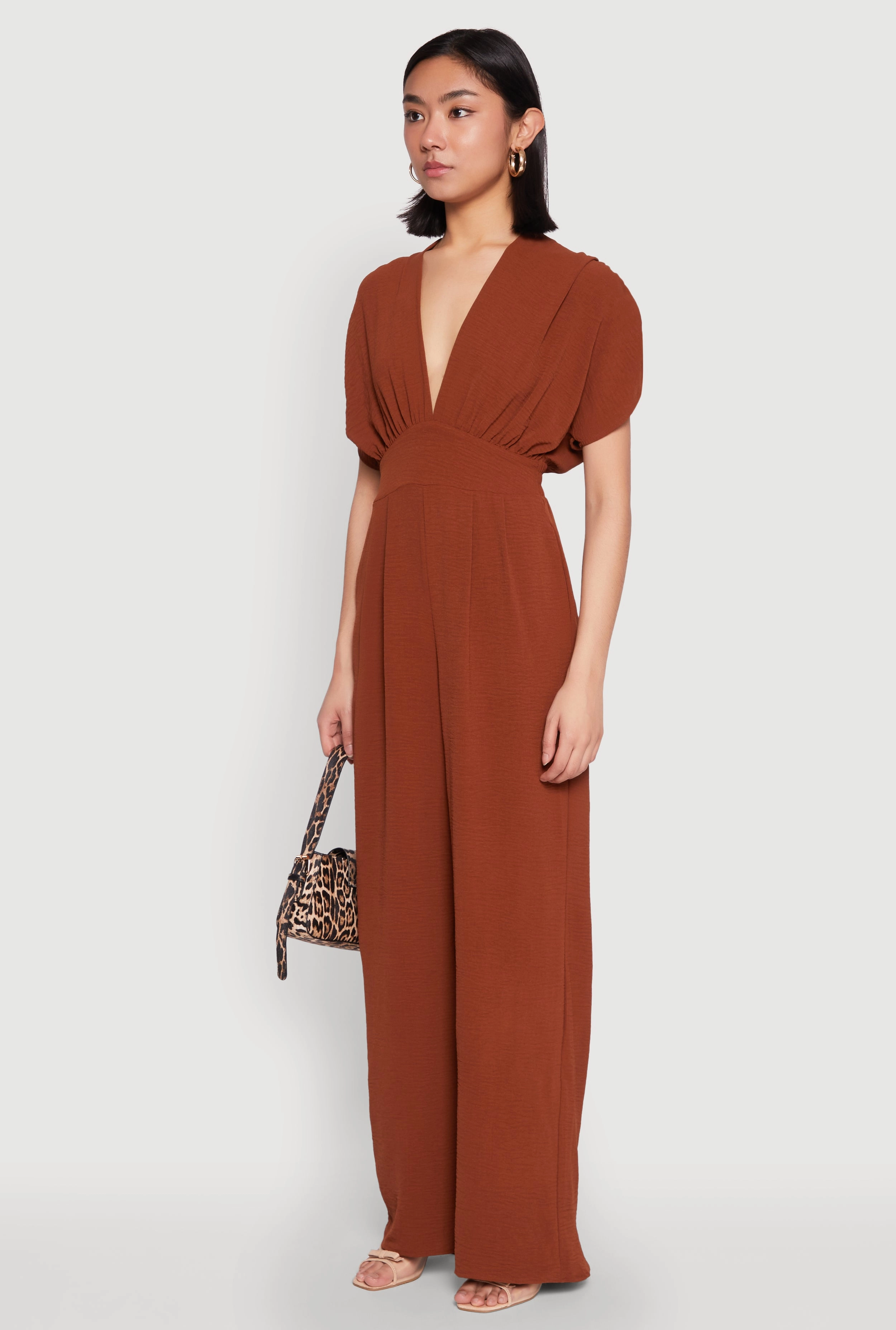 Airy Dolman Sleeve Plunge Jumpsuit