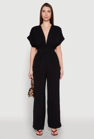 Airy Dolman Sleeve Plunge Jumpsuit