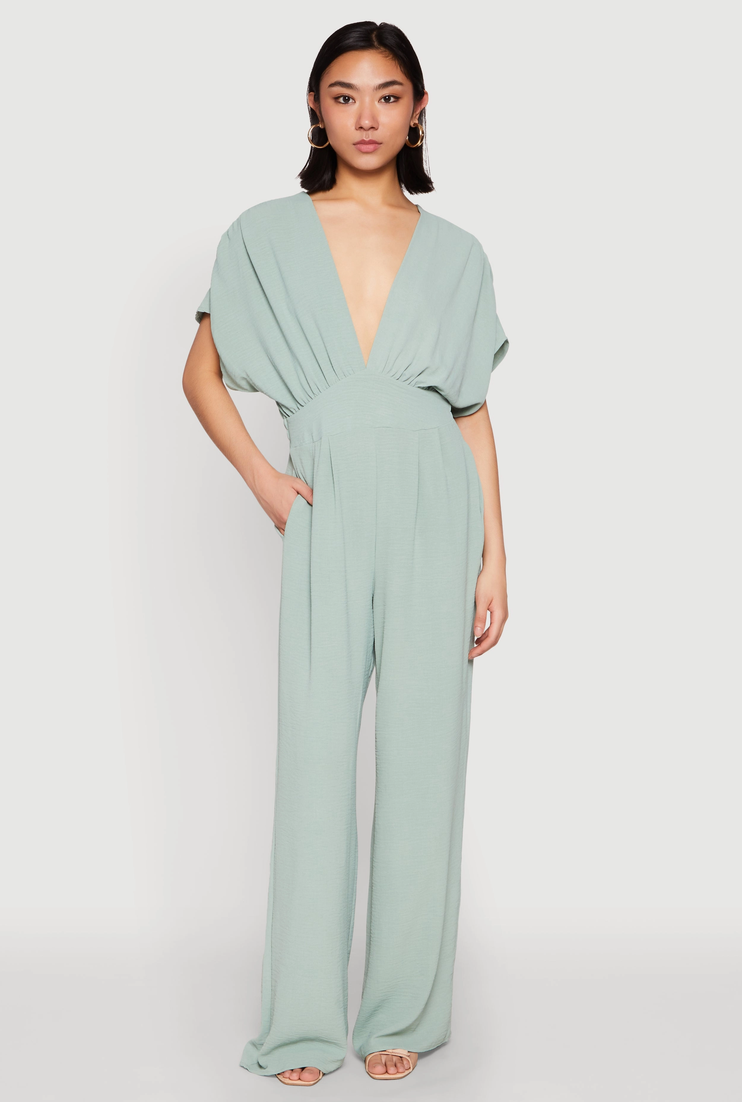 Airy Dolman Sleeve Plunge Jumpsuit