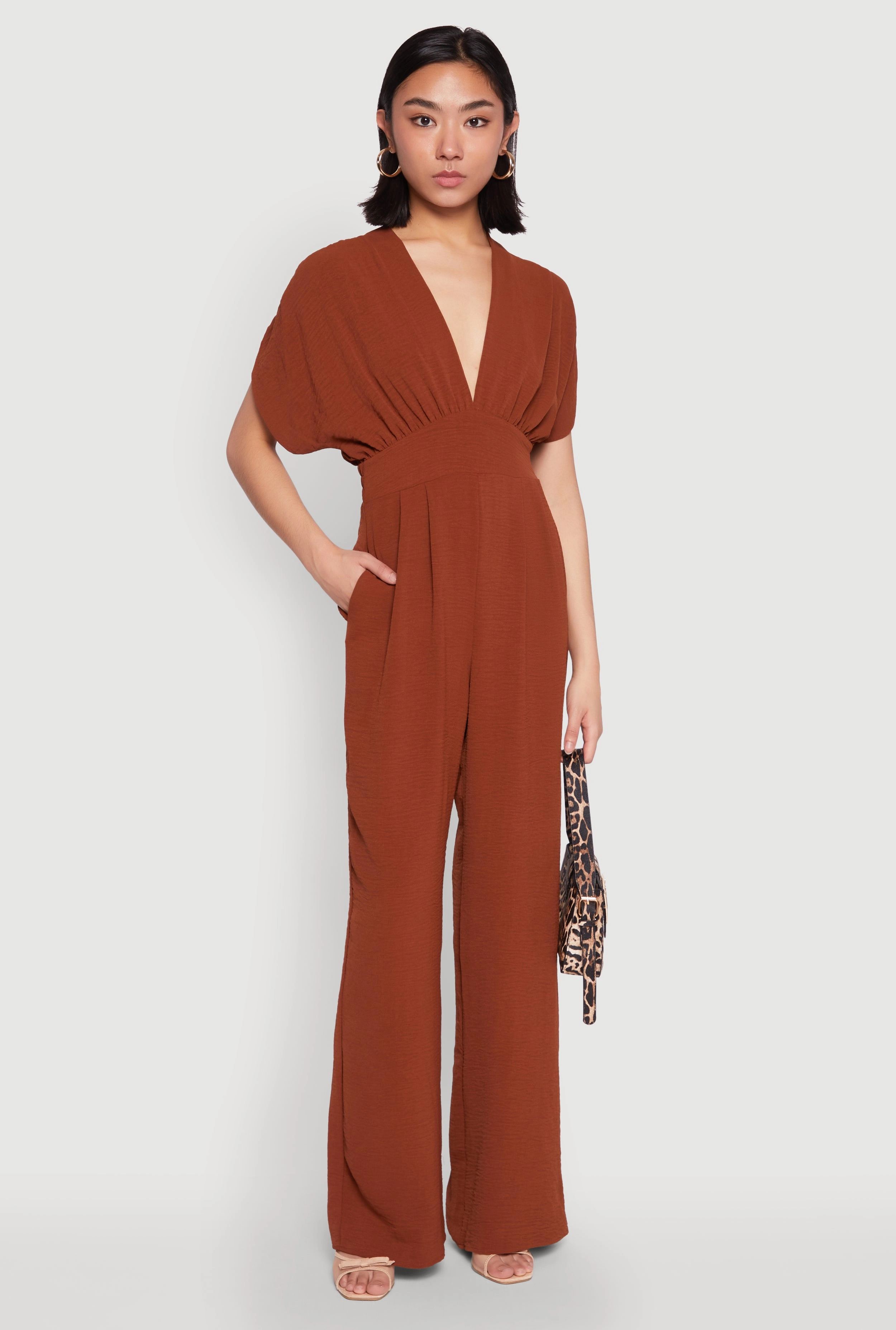 Airy Dolman Sleeve Plunge Jumpsuit