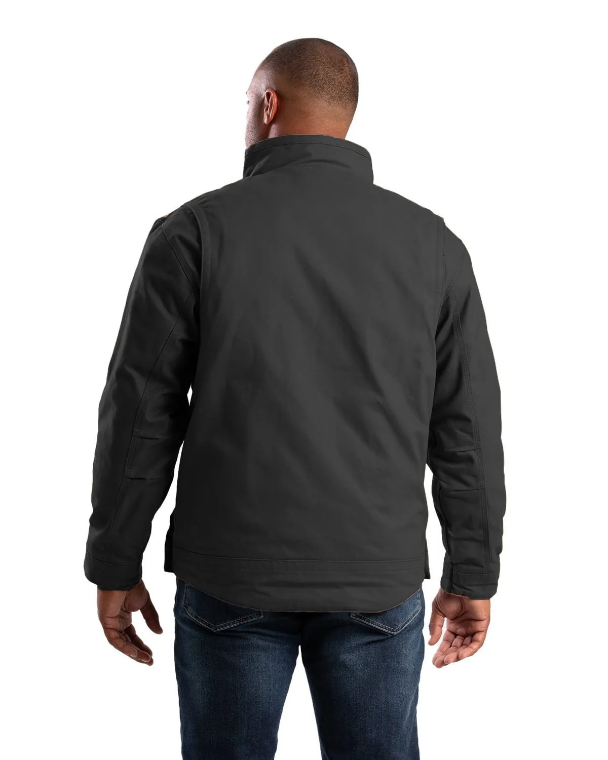 Berne Mens Black 100% Cotton Flagstone Flannel-Lined Duck Jacket