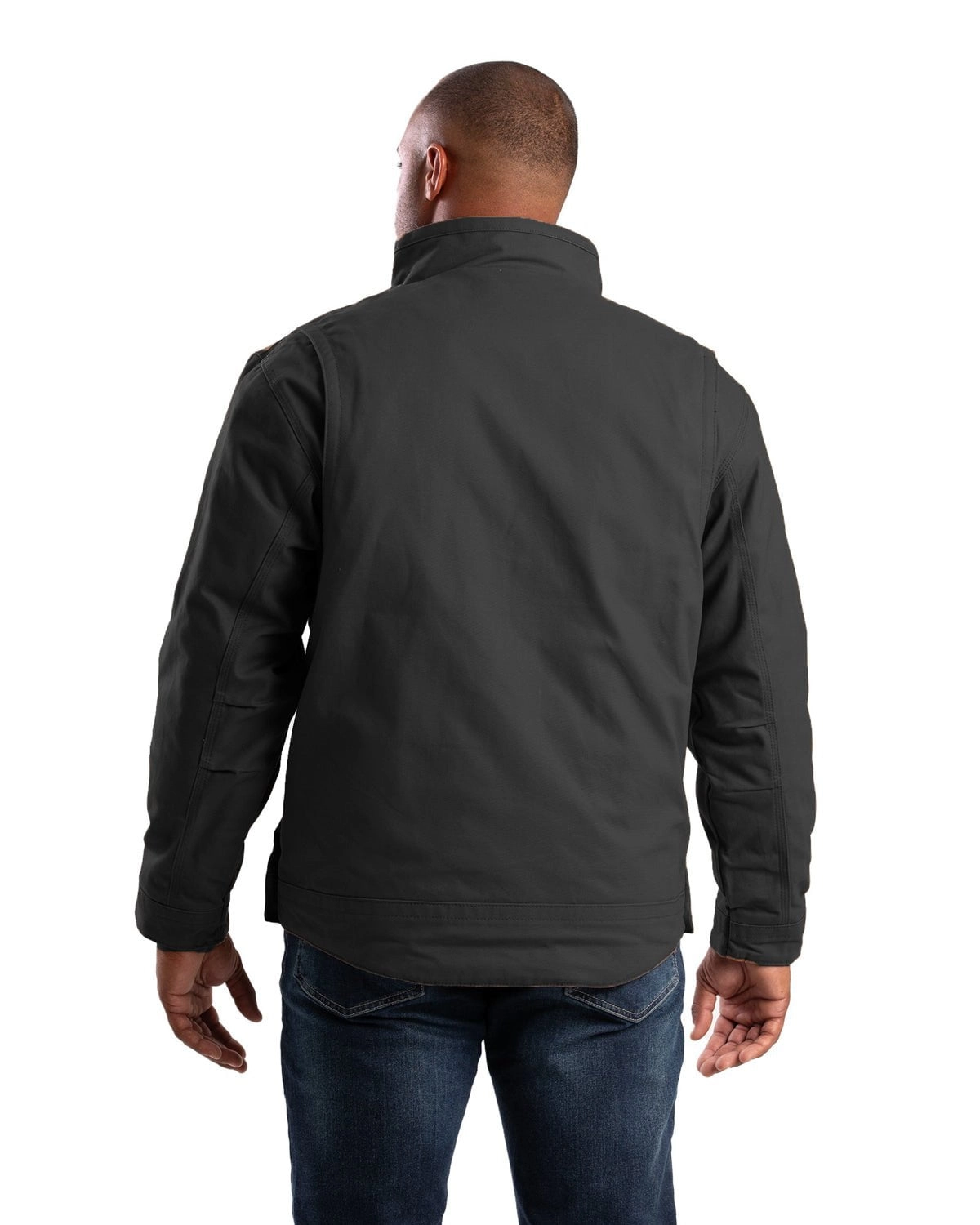 Berne Mens Black 100% Cotton Flagstone Flannel-Lined Duck Jacket