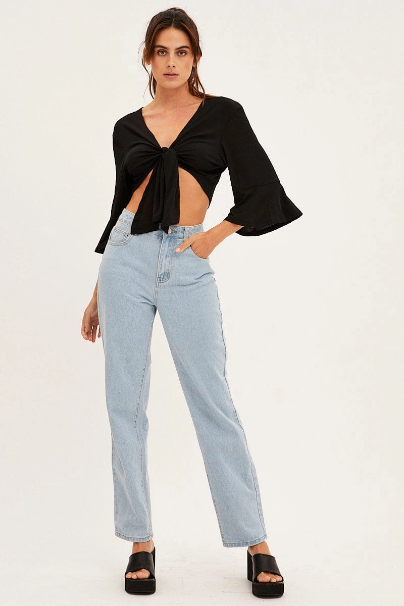 Black Crop Cardigan Tie Up