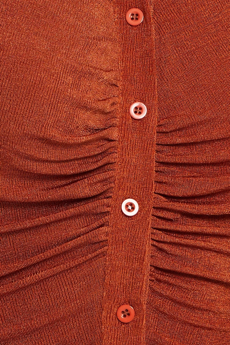 Brown Button Front Top Sleeveless