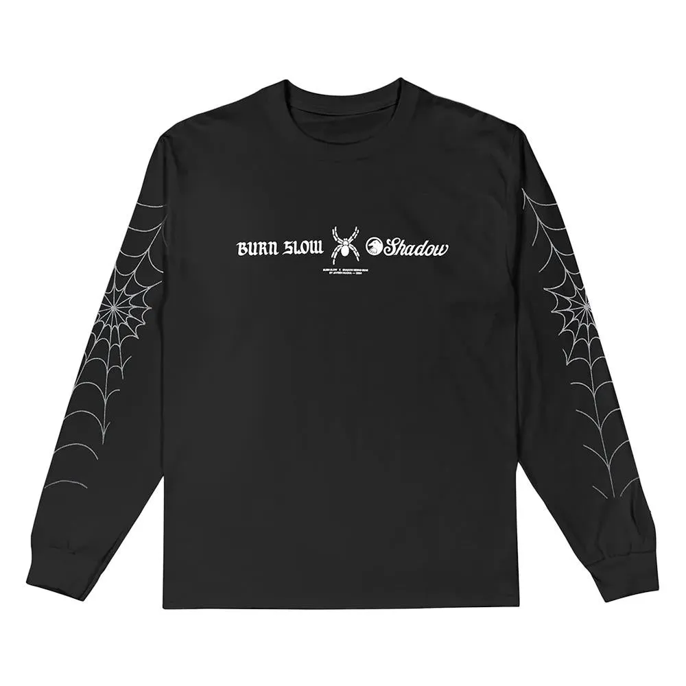 Burn Slow x Shadow Riding Gear Spider Logo Long Sleeve T-shirt - Black