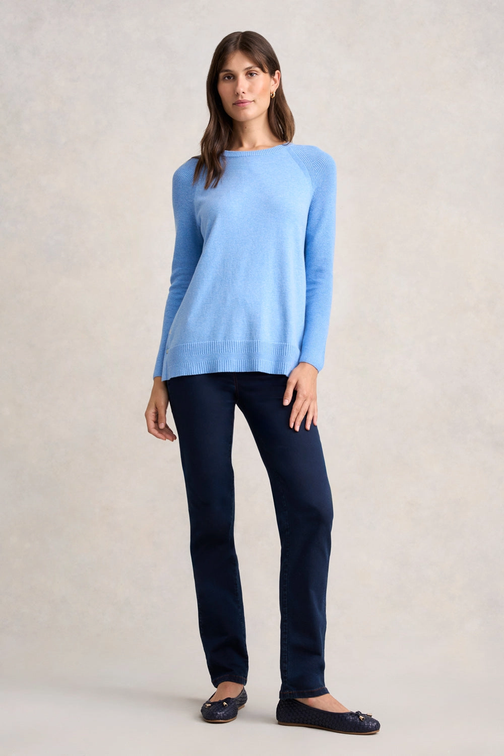 Buton Side Detail Jumper - Bluebell Marle