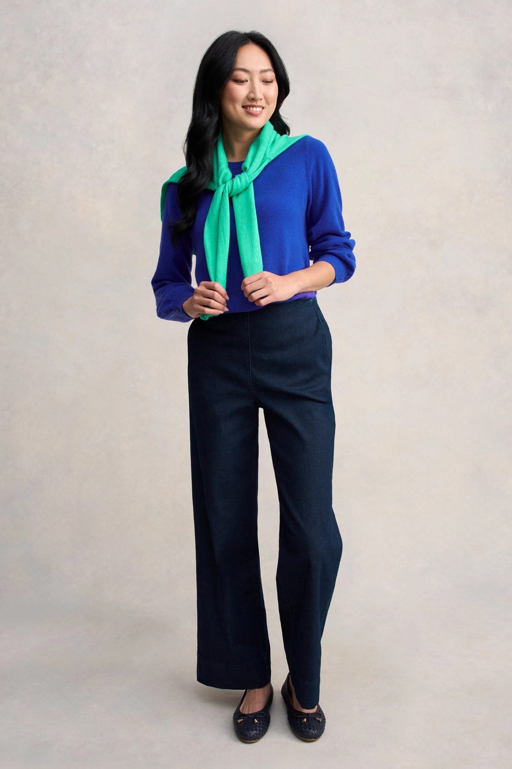 Cashmere Blouson Sleeve Jumper - Purple Marle