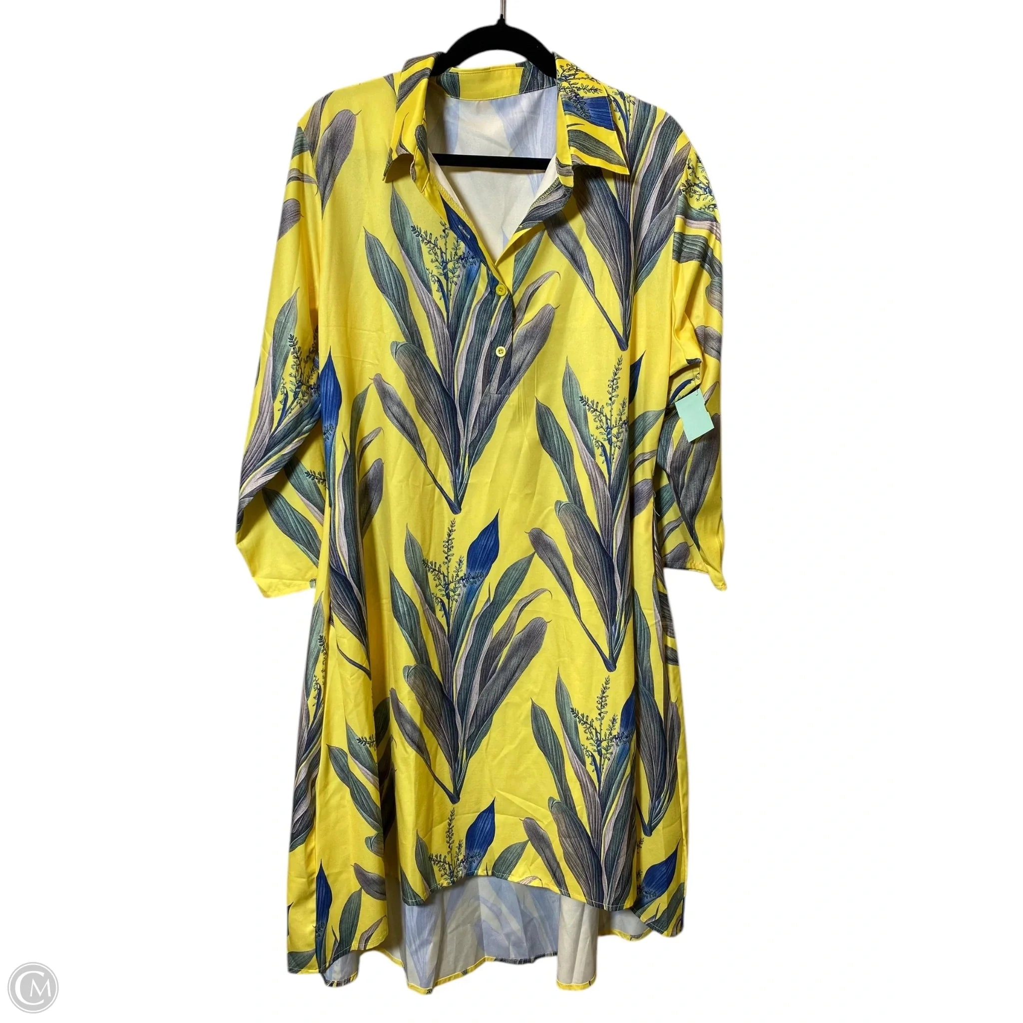 Dress Casual Maxi By Clothes Mentor In Blue & Yellow, Size: Xxl