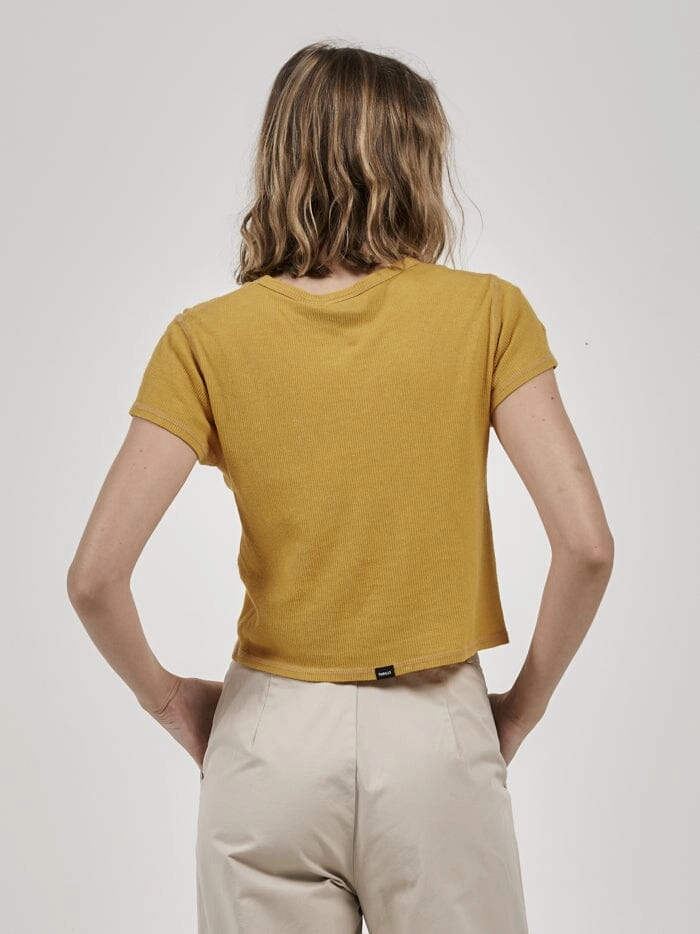 Hemp Paper Rib Micro Tee - Mineral Yellow