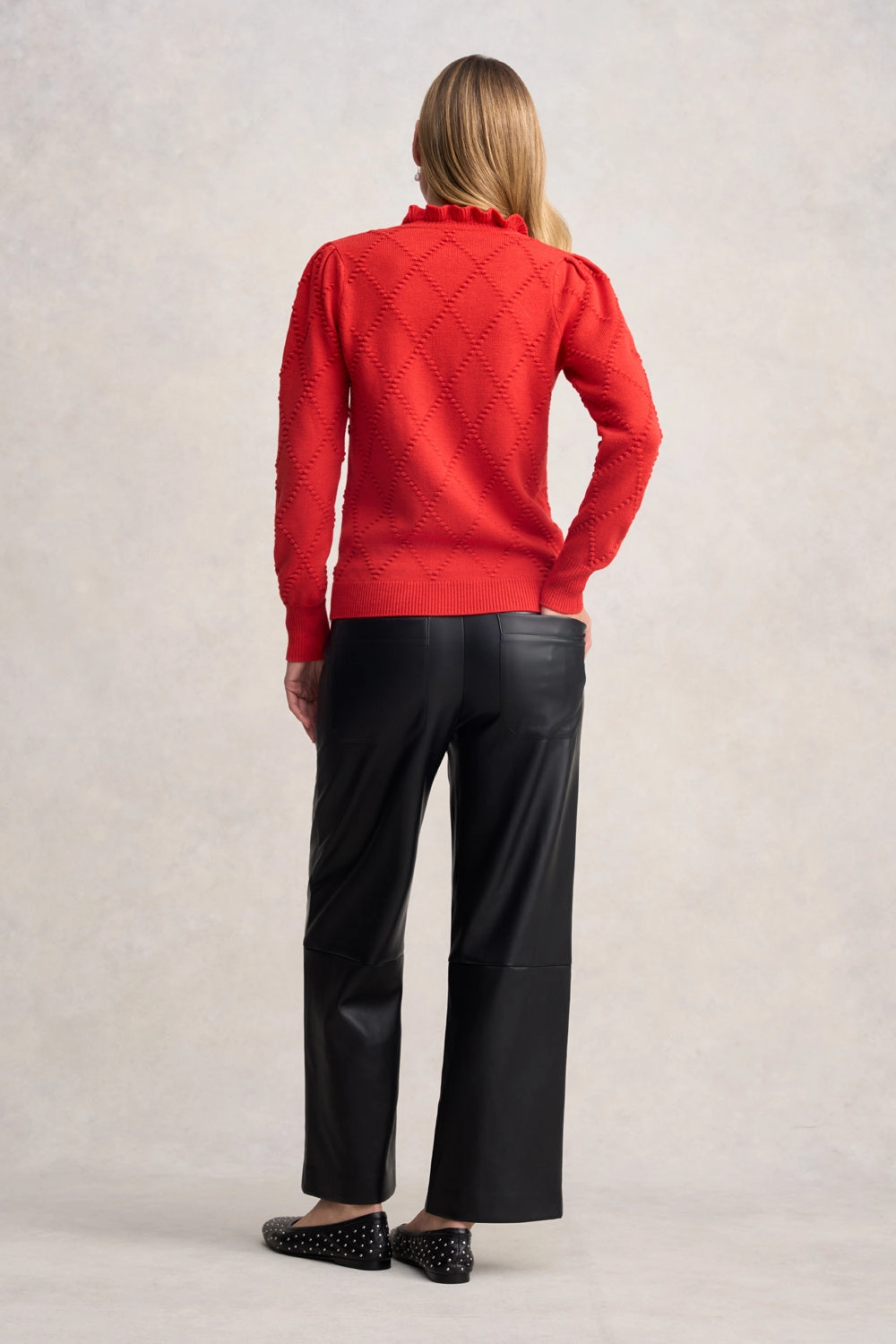 Jacquard Wool Jumper - Tomato