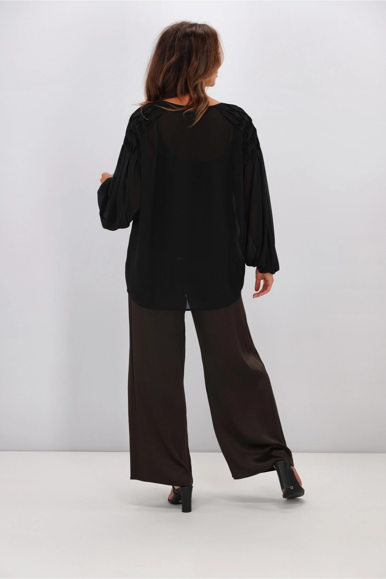 Jane James Jordyn Smocked Detail Blouse Black