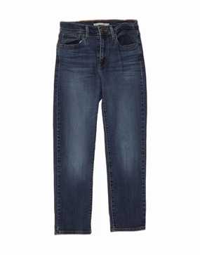 LEVI'S Womens 724 High Rise Straight Cropped Jeans W27 L25 Navy Blue