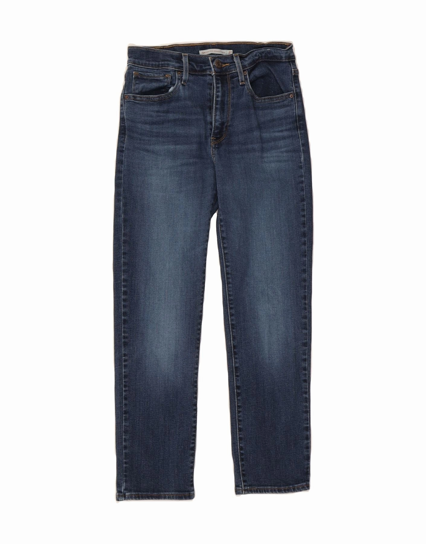 LEVI'S Womens 724 High Rise Straight Cropped Jeans W27 L25 Navy Blue
