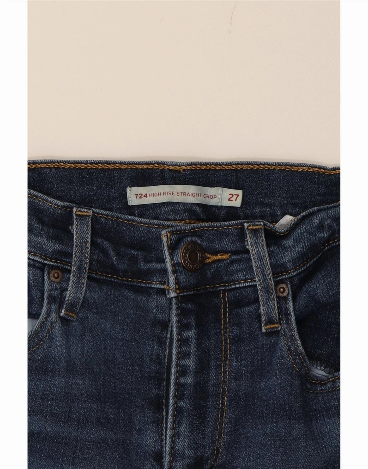LEVI'S Womens 724 High Rise Straight Cropped Jeans W27 L25 Navy Blue