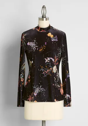 Lusting For The Limelight Velvet Mock Neck Top
