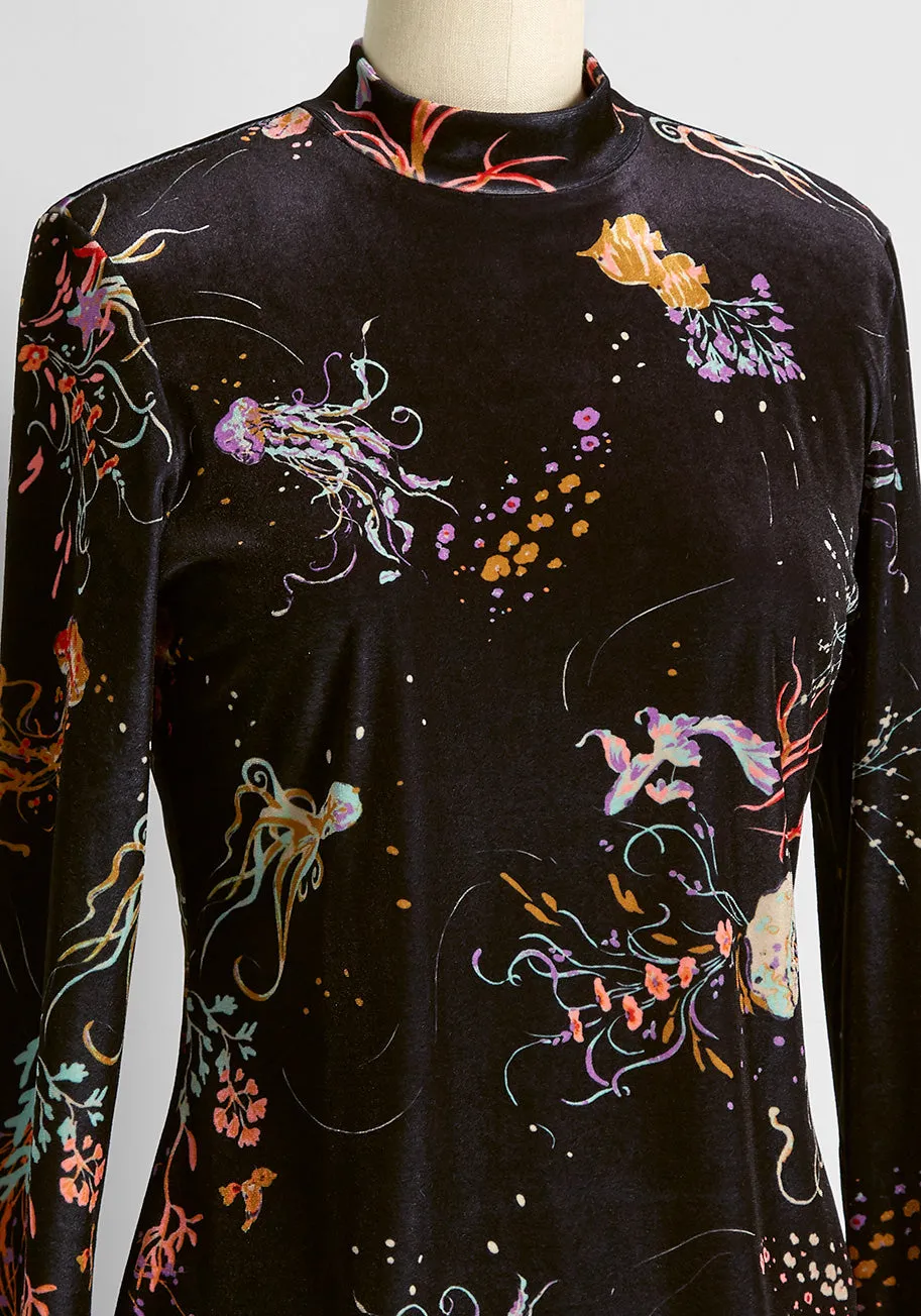 Lusting For The Limelight Velvet Mock Neck Top