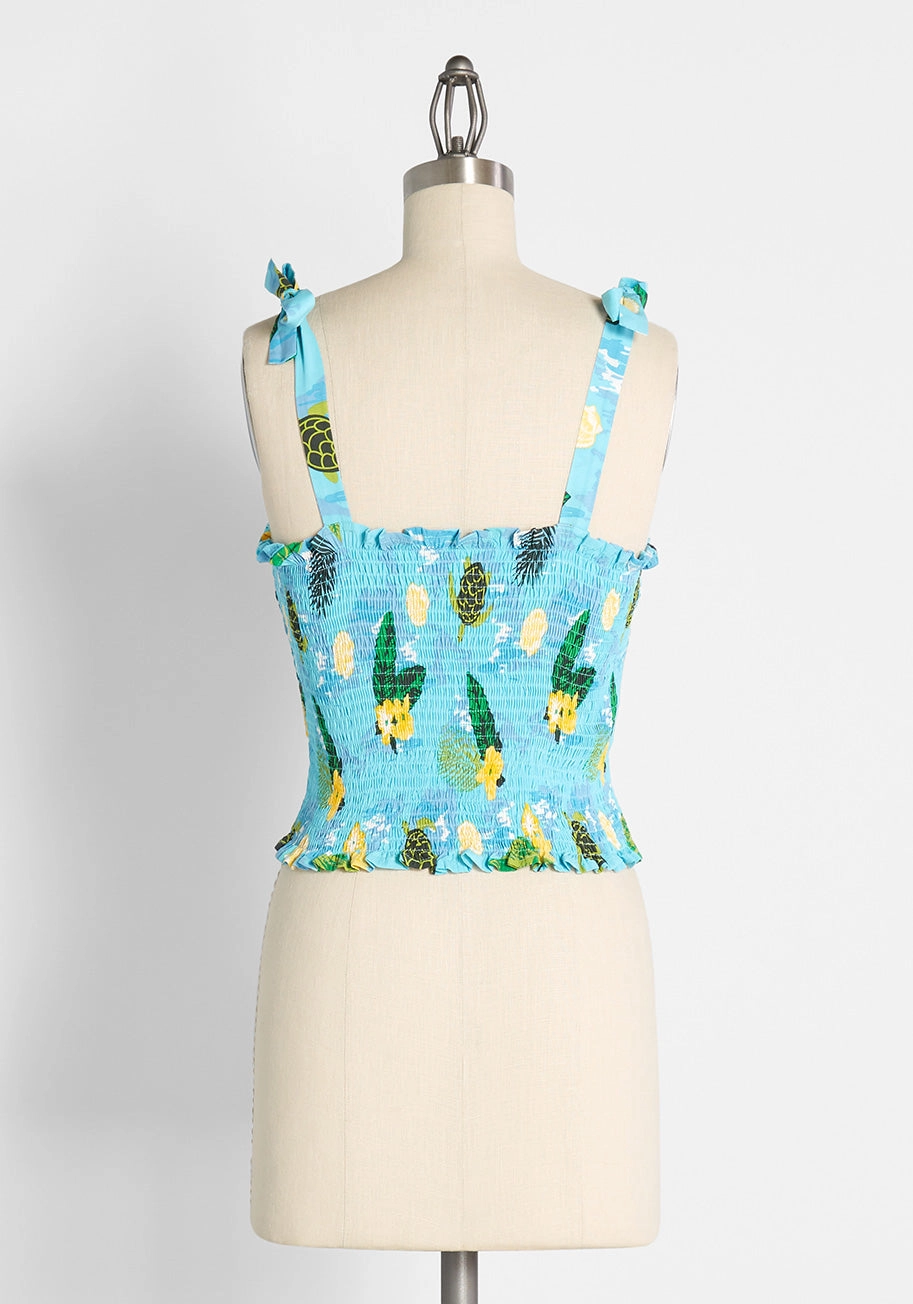 ModCloth x Collectif Sea Turtle Soiree Smocked Tank Top