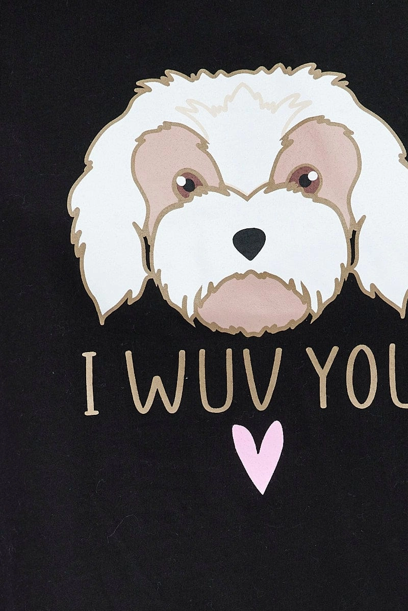 Pink Print Graphic Pj Dog and Hearts Pyjama Set