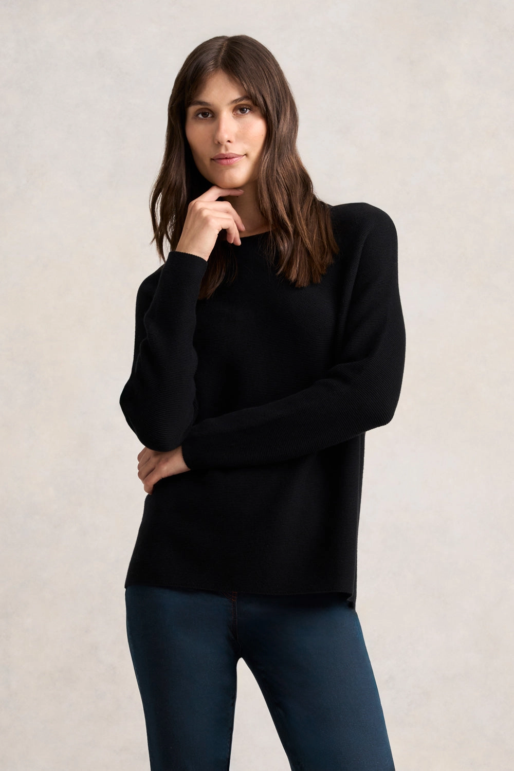 Purl Cotton Jumper - Black