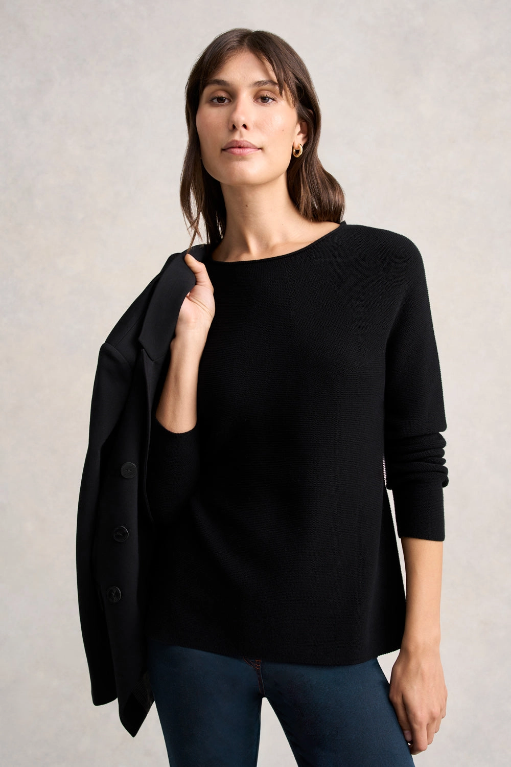 Purl Cotton Jumper - Black