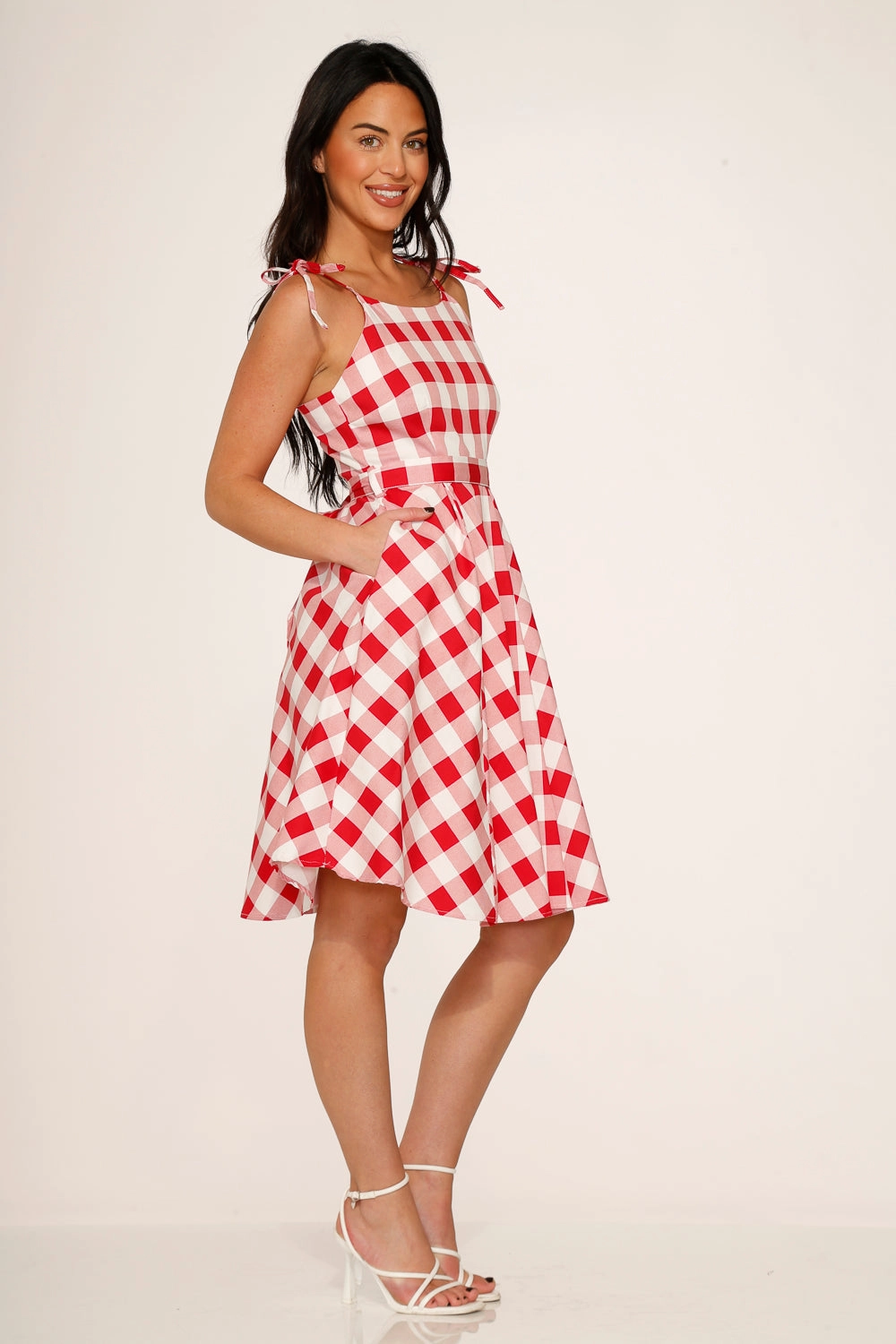 Red & White Picnic Swing Dress