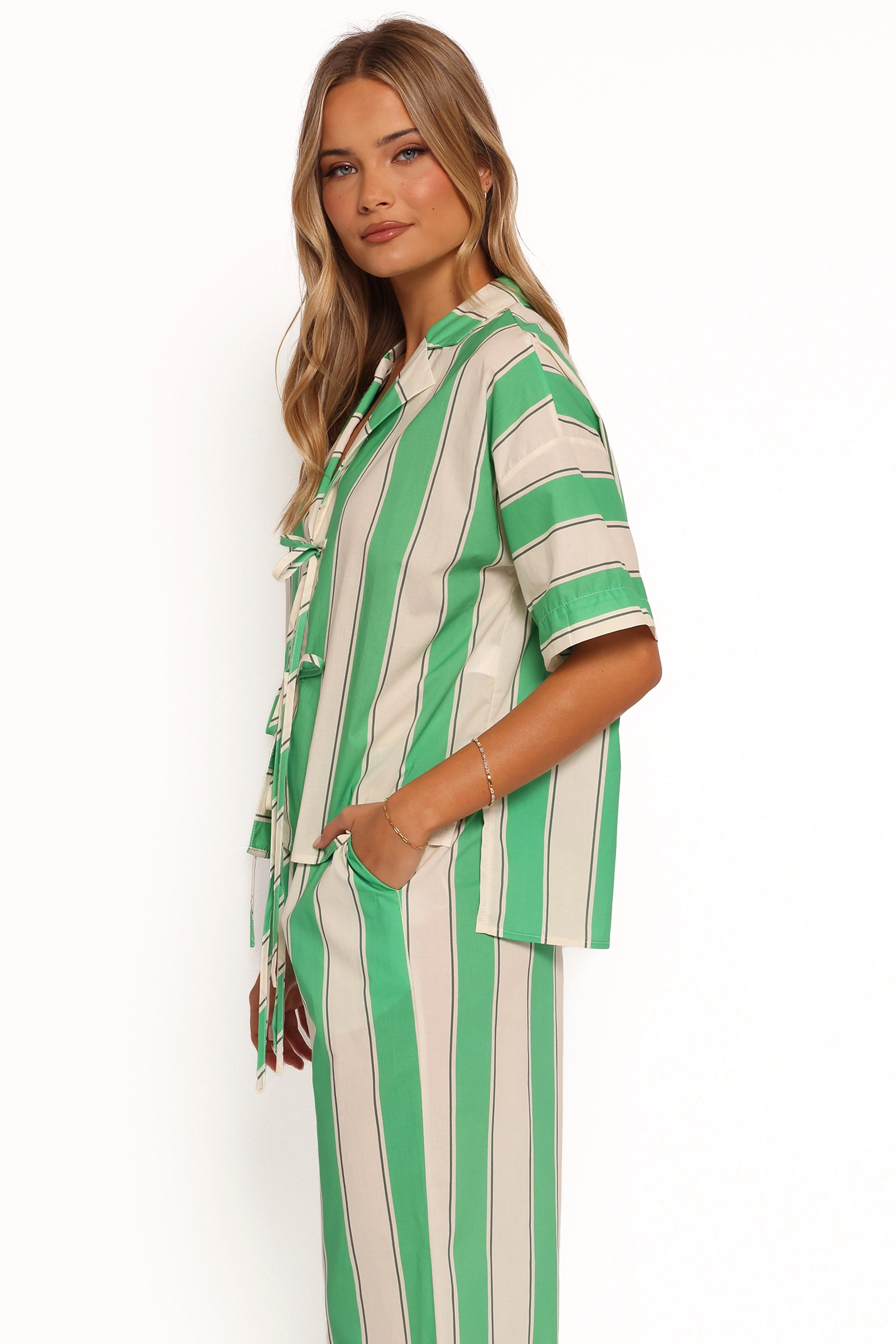 Shailene Top - Green Stripe