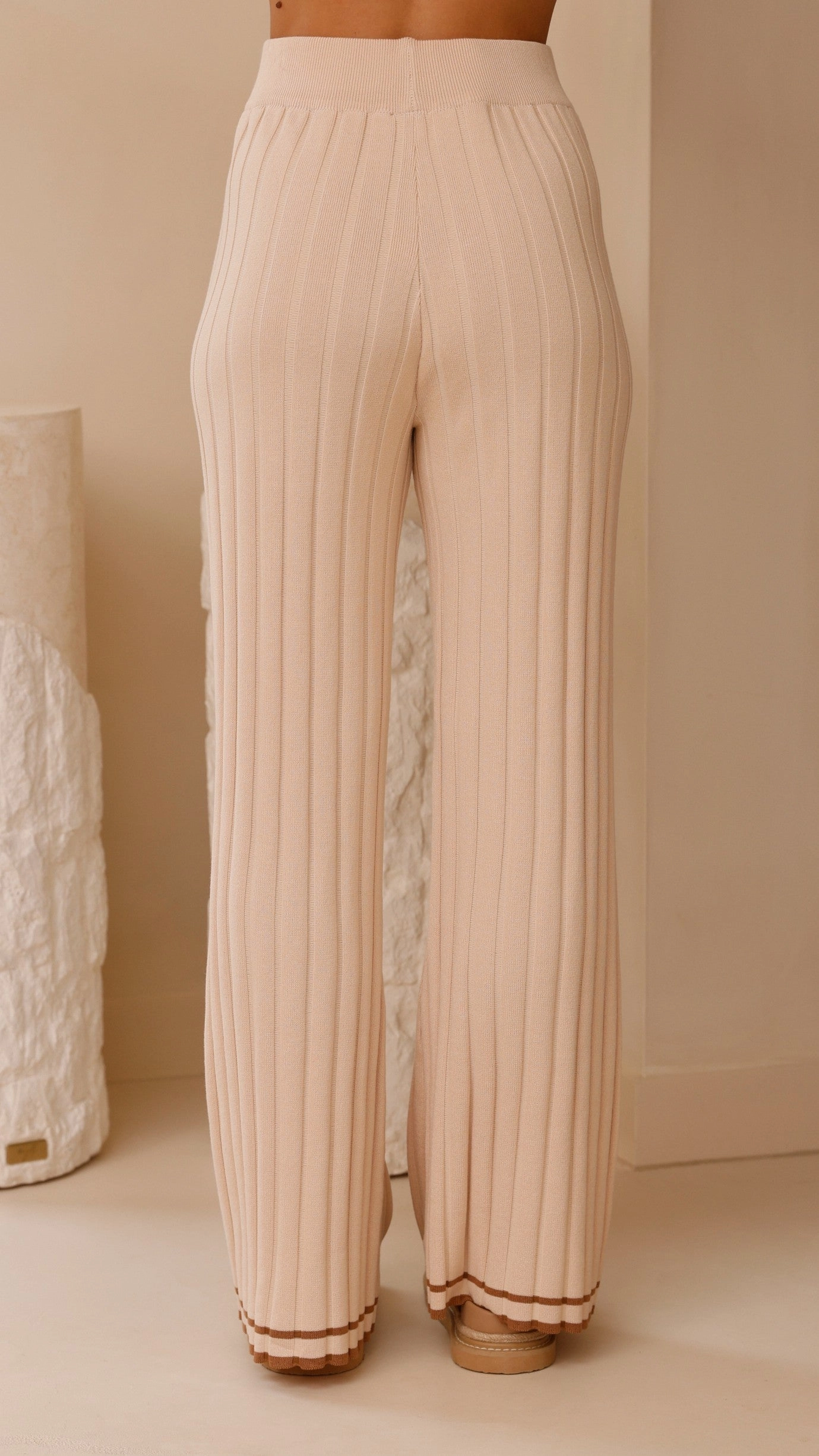 Shaylie Wide Leg Pants - Beige