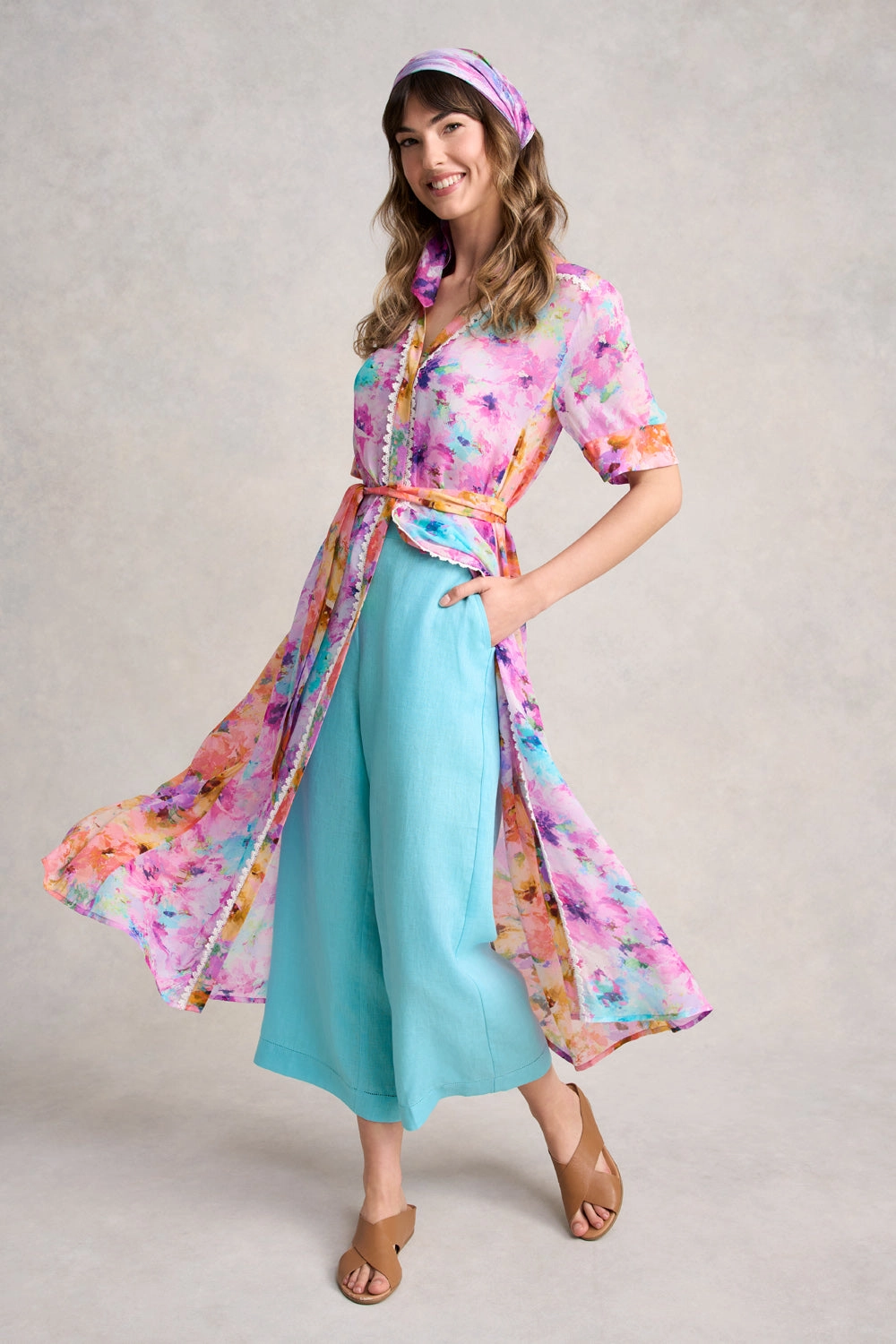 Spliced Print Shirt Dress - Janes Bouquet