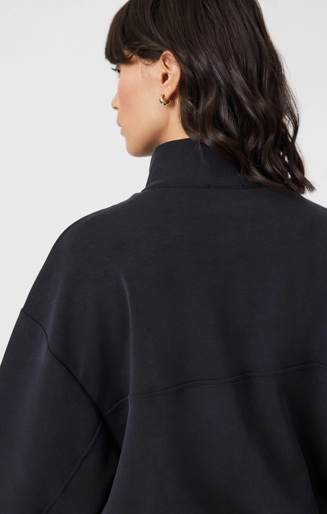 SPORTY LUXE TENCEL™ FULL ZIP SWEATSHIRT IN BLACK