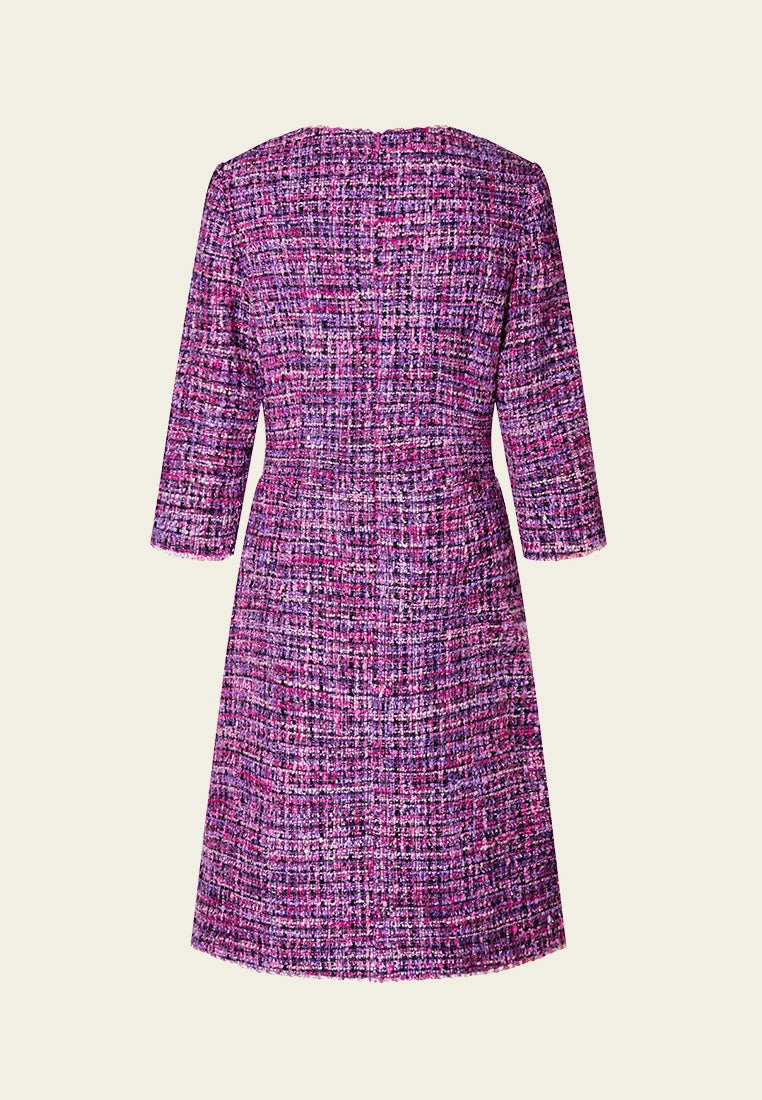 Structured Fuchsia Sequin-detail Trimmed Dress