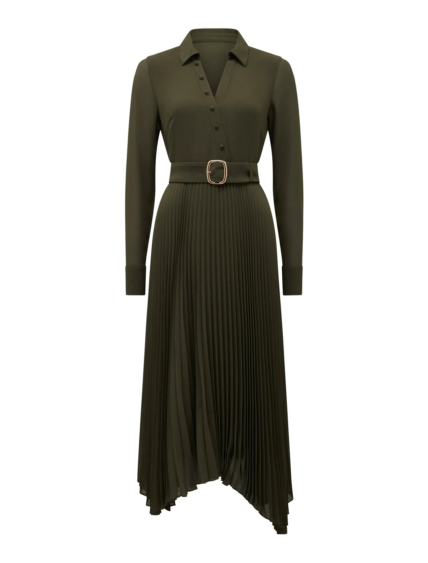 Theresa Wrap Pleat Midi Dress