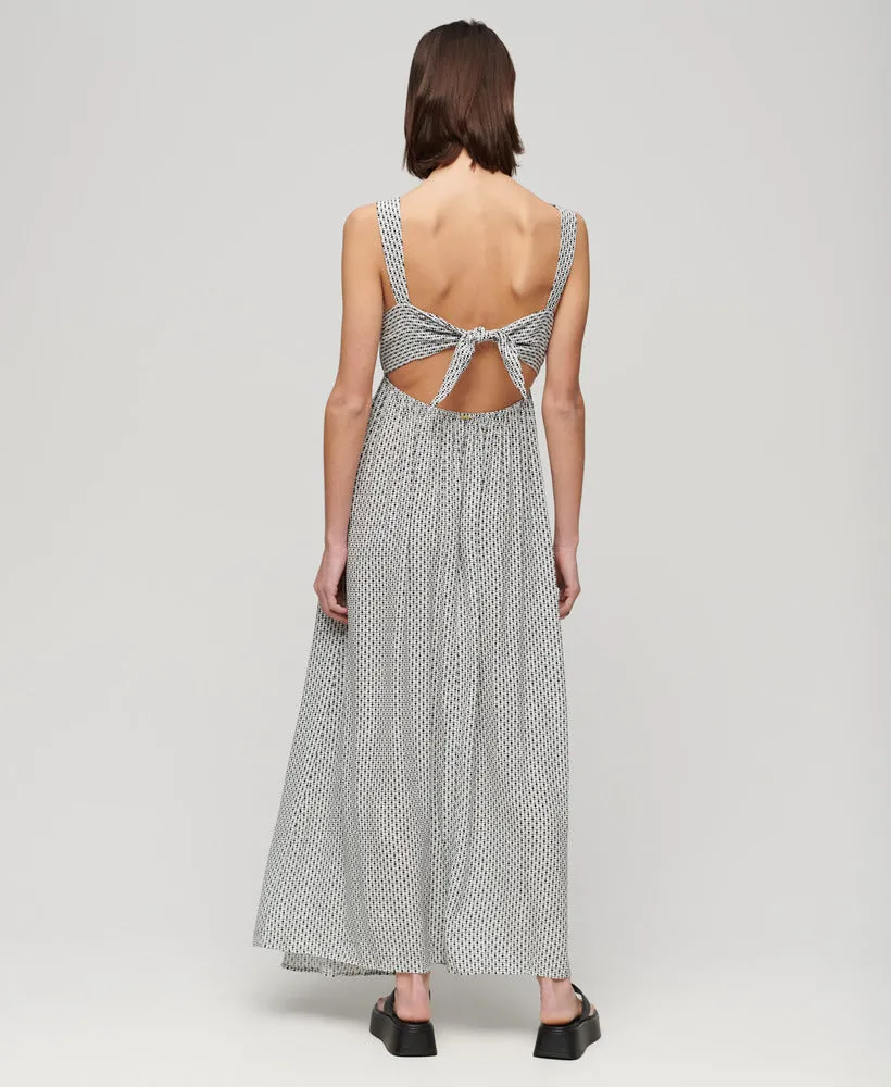 Tie Back Maxi Dress | Mono Cross Geo