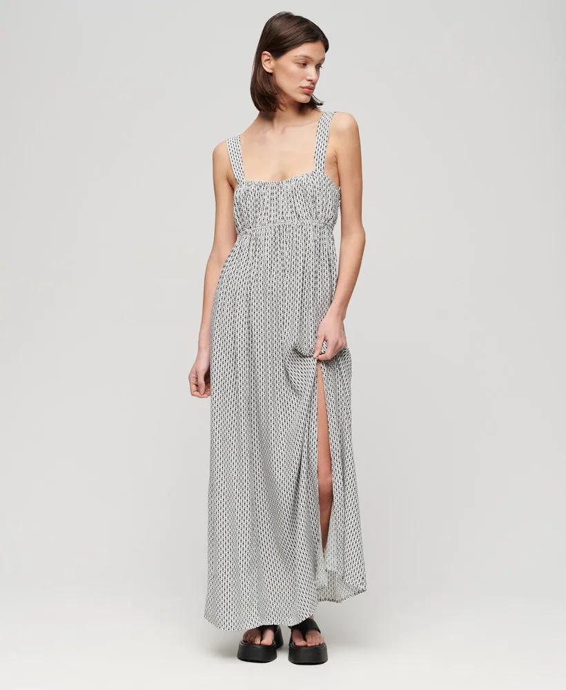 Tie Back Maxi Dress | Mono Cross Geo