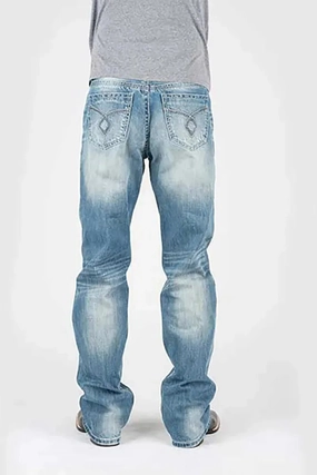 Tin Haul Regular Joe with Grey Diamond Stitch (Light Wash) - Men's Bootcut Jeans (Closeout)