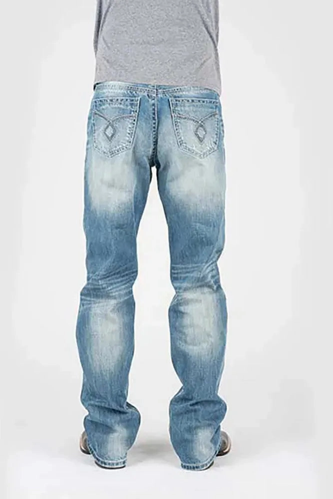 Tin Haul Regular Joe with Grey Diamond Stitch (Light Wash) - Men's Bootcut Jeans (Closeout)