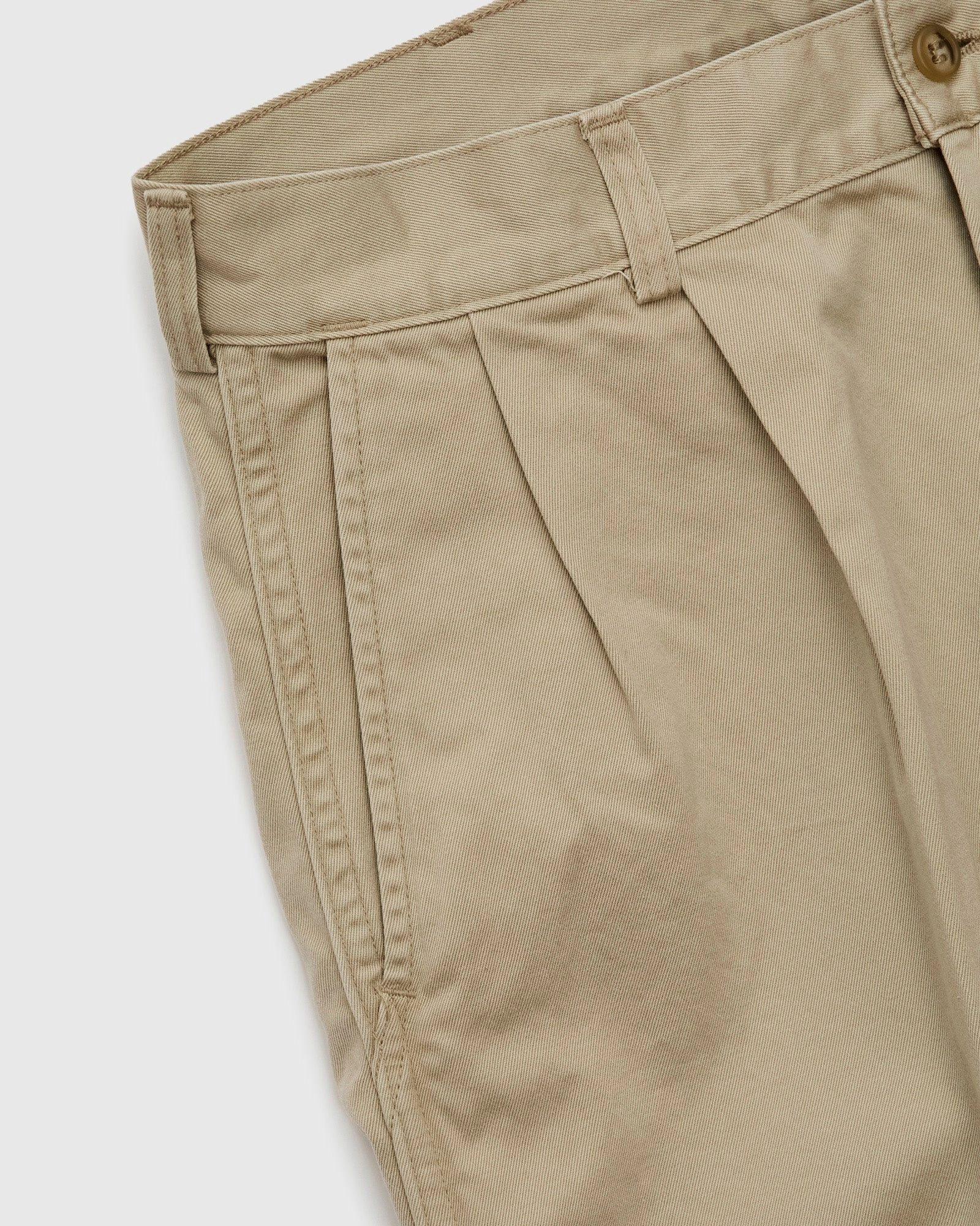 Two Tuck Wide Trousers in Khaki