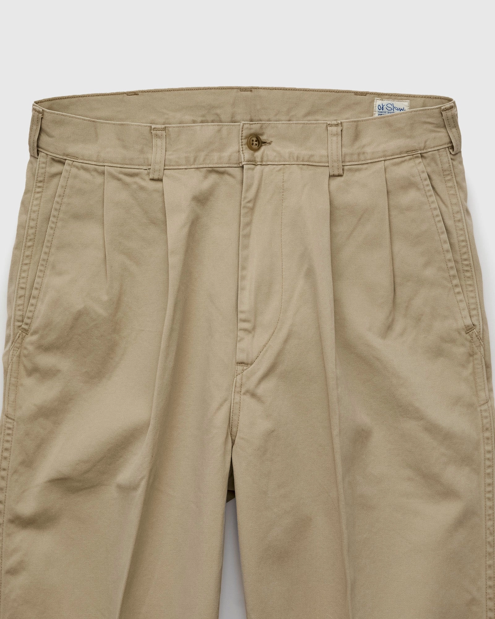 Two Tuck Wide Trousers in Khaki