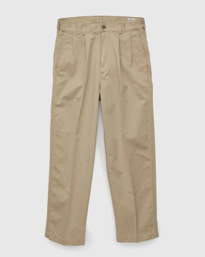 Two Tuck Wide Trousers in Khaki