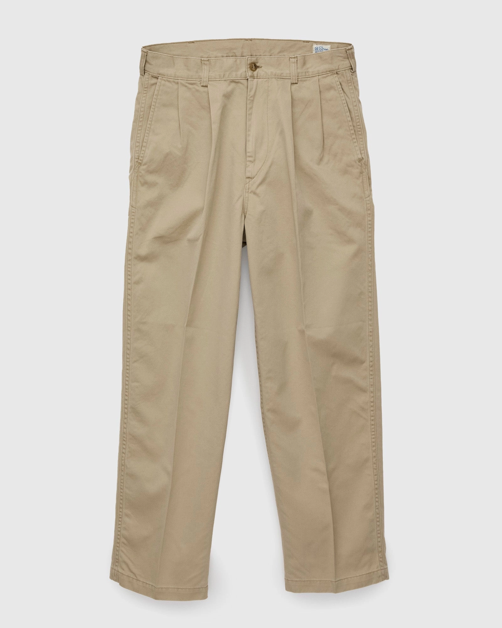 Two Tuck Wide Trousers in Khaki