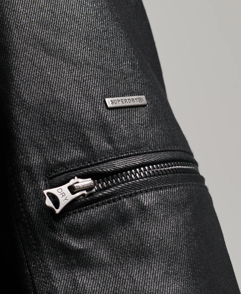 Vintage Coated Moto Racer Jacket | Black