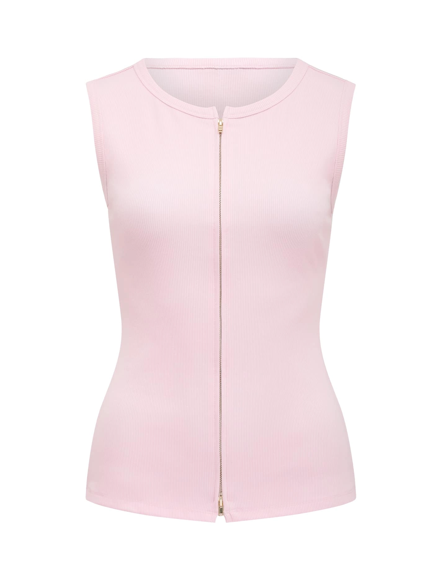 Violet Zip Front Rib Top