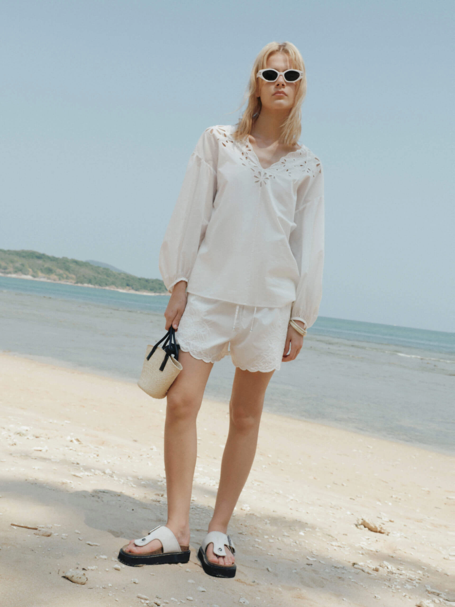 Volume Sleeves Cotton Blouse