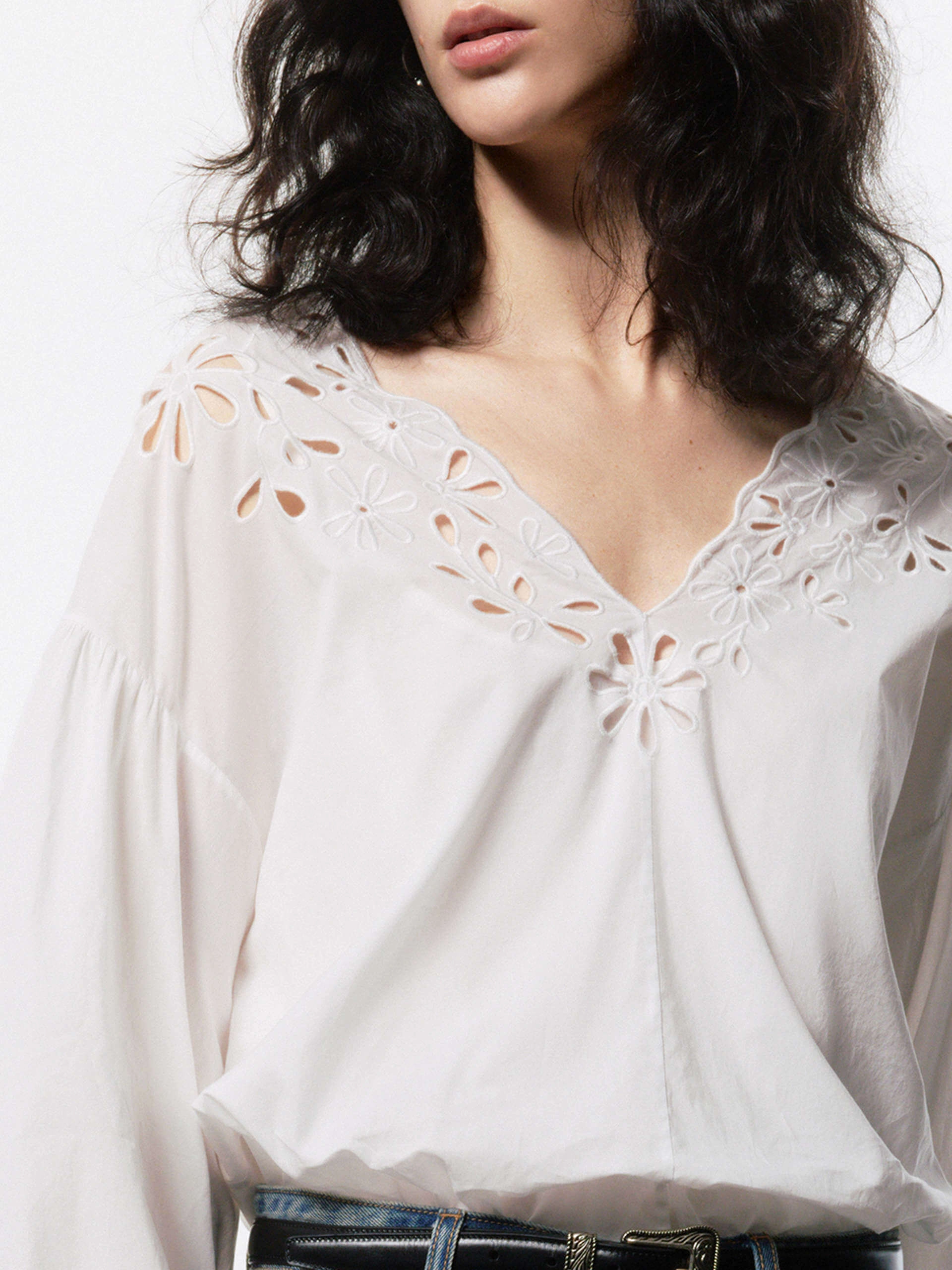 Volume Sleeves Cotton Blouse
