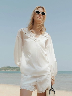 Volume Sleeves Cotton Blouse