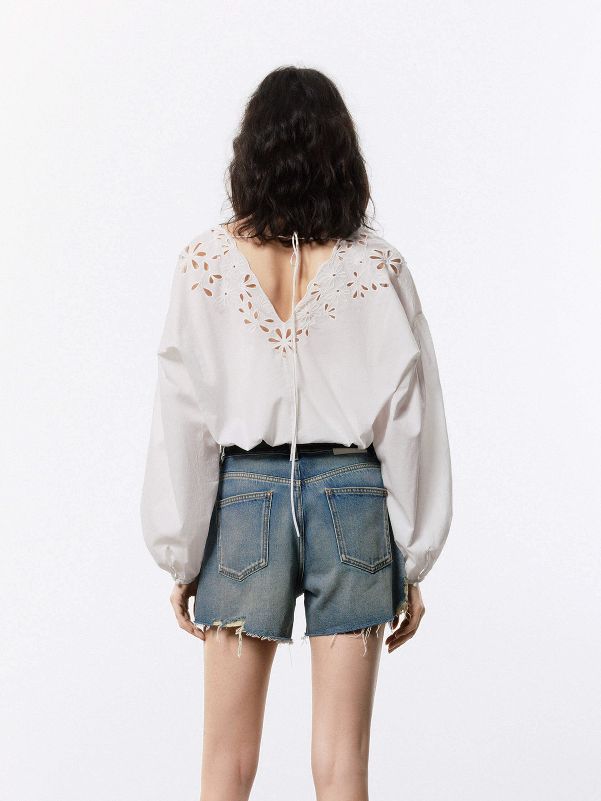 Volume Sleeves Cotton Blouse